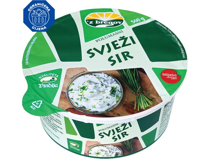 Vindija 'z bregov cheese fresh semi - fat 500 g