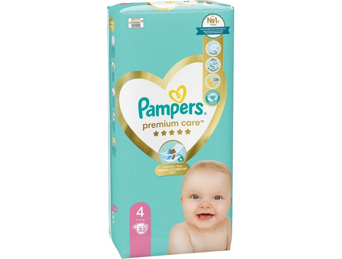 Pampers Premium care Dětské plenky vel 4 (9-14 kg) 52 ks