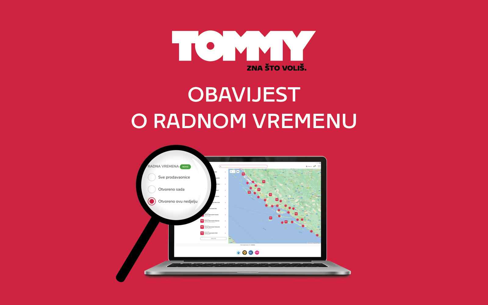 Tommy banner - Obavijest o radnom vremenu Tommy prodavaonica