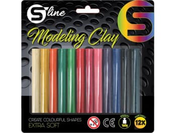 S-line plasticine 12 colors, round, 160gr., Blister P12 / 72